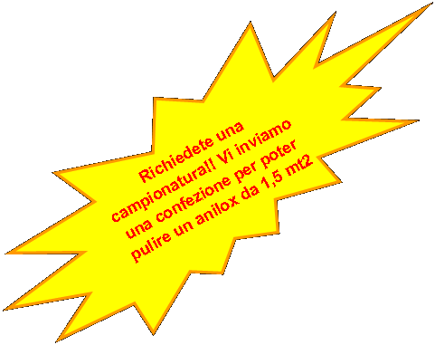 Esplosione: 14 punte: Richiedete una campionatura!! Vi inviamo una confezione per poter pulire un anilox da 1,5 mt2